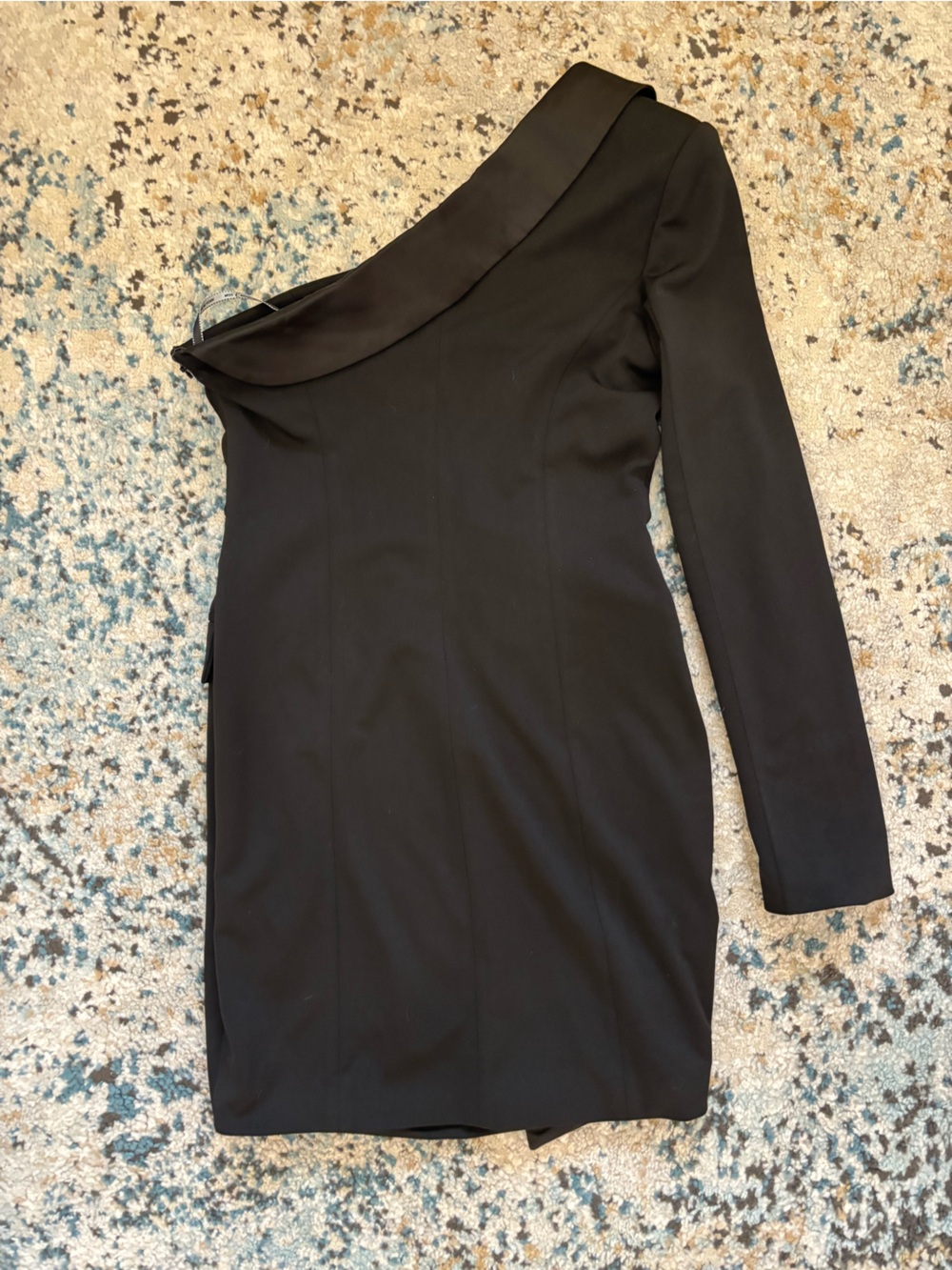 Miss Circle Keep One Up Crepe One-Shoulder Black Blazer Dress - Picture 7 of 7